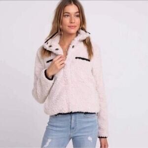 Thread & Supply Cream Soft Fuzzy Teddy Utility Jacket Coat Size S